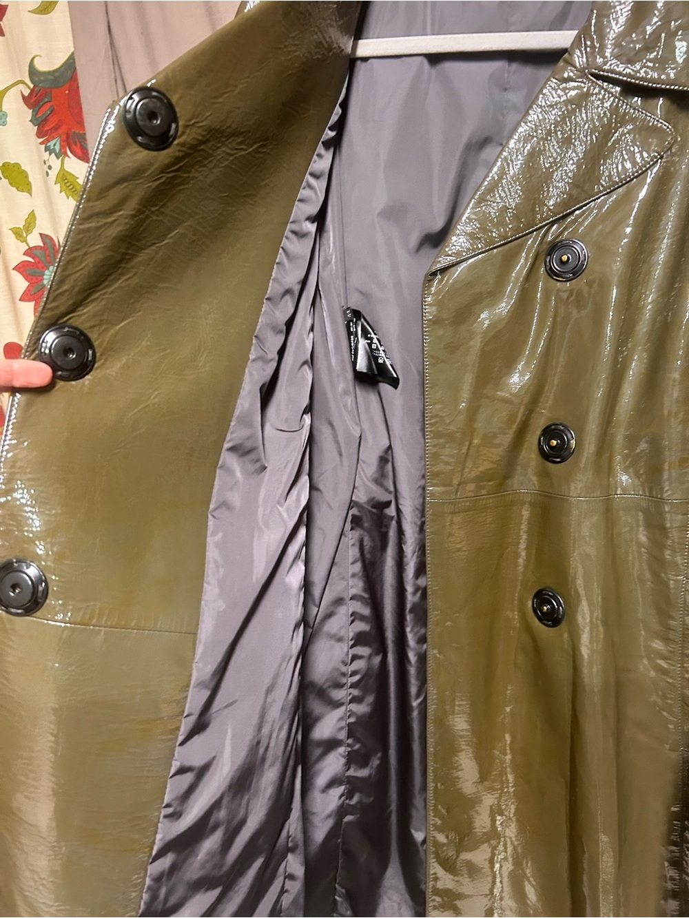 Authentic Prada elephant grey (green)Patent Trench Coat with flaws - Picture 14 of 16